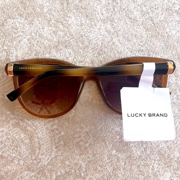 Brand New Lucky Brand Matte Brown Tortoise Round Cat Eye Sunglasses - Picture 7 of 15